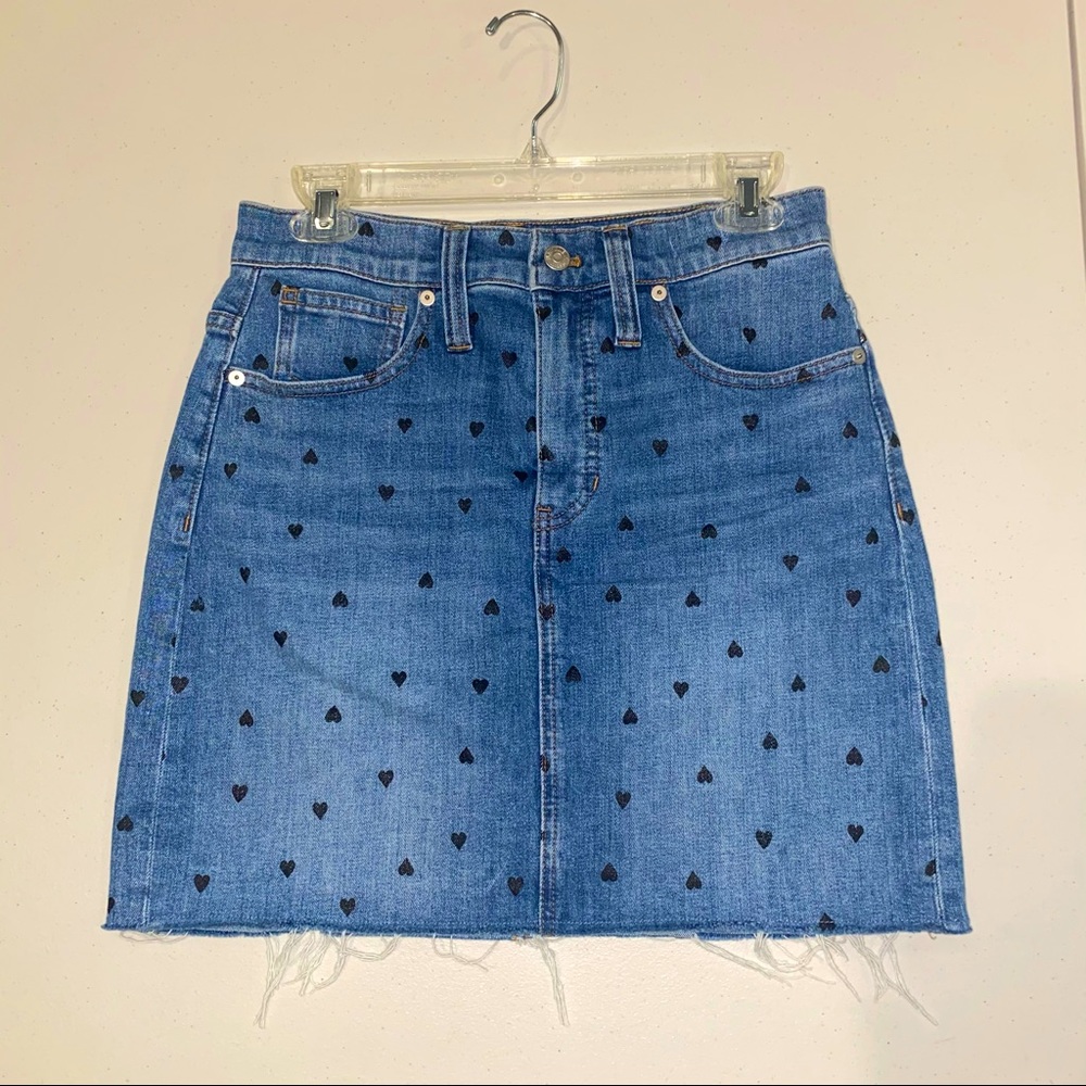 Madewell Jean skirt with black hearts